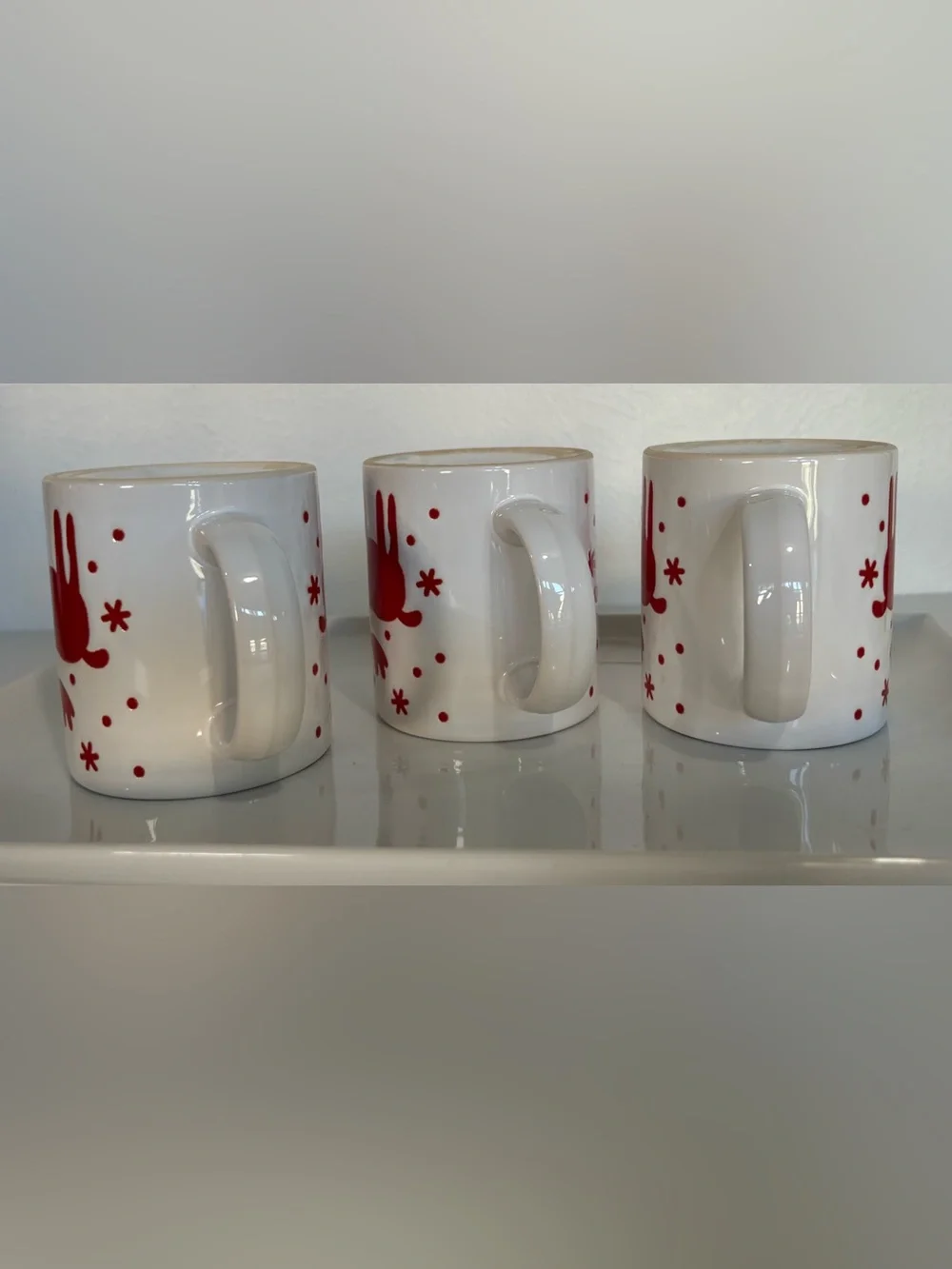 Rare Vintage Waechtersbach Germany Willie Reindeer Christmas Mugs - Set of 3